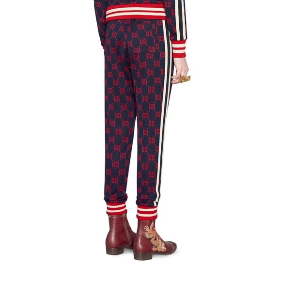 Gucci monogram red jacquard navy jogger - Picture 2 of 15